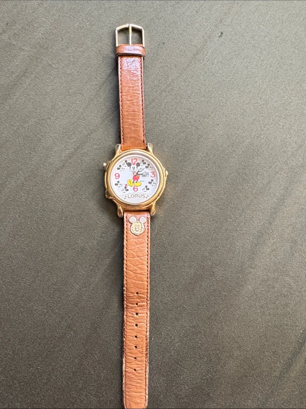 Lorus Disney Mickey Mouse Gold-Tone Quartz Watch in Brown